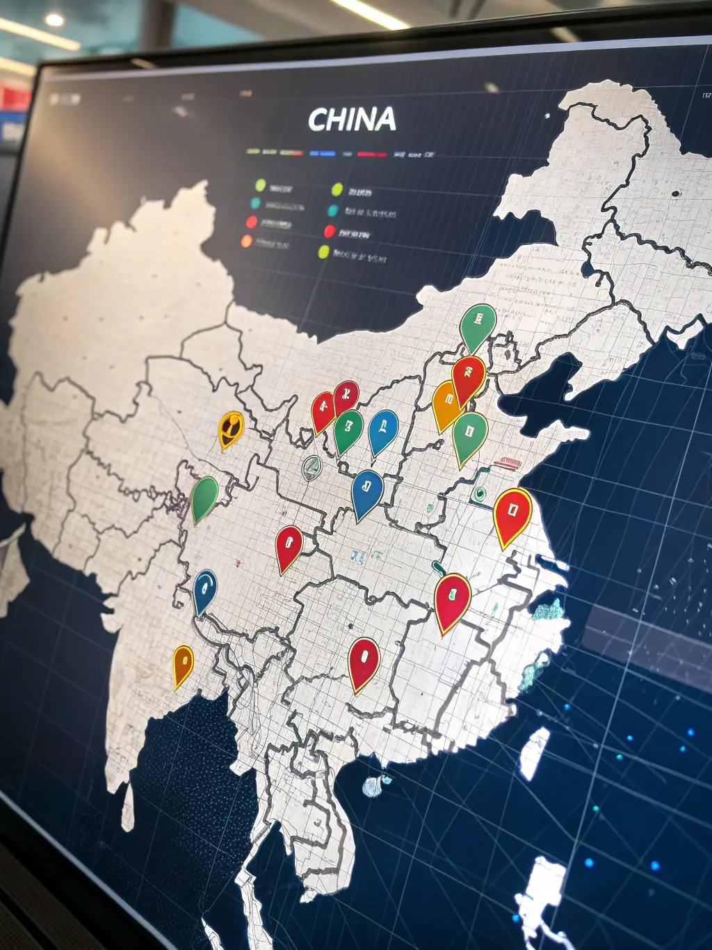 A visually appealing graphic representing a downloadable guide on 'Navigating the Chinese Solar Supply Chain, ' featuring a map of China with key manufacturing hubs highlighted.